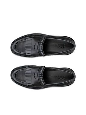 Ecco Metropole Olso Women’s Black Leather Kiltie Slip-On Loafers
